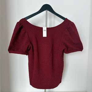Anthropologie Red Textured Blouse